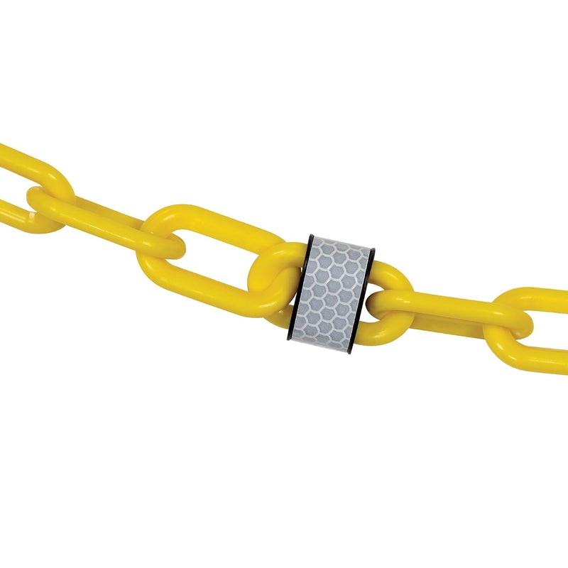 Reflective Plastic Barrier Chain, Yellow, 2-Inch Link Diameter, 25-Foot Length (52002-25)